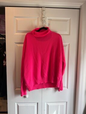 Amazon Hot Pink Turtleneck Sweater - Lightweight Ribbed Trim
